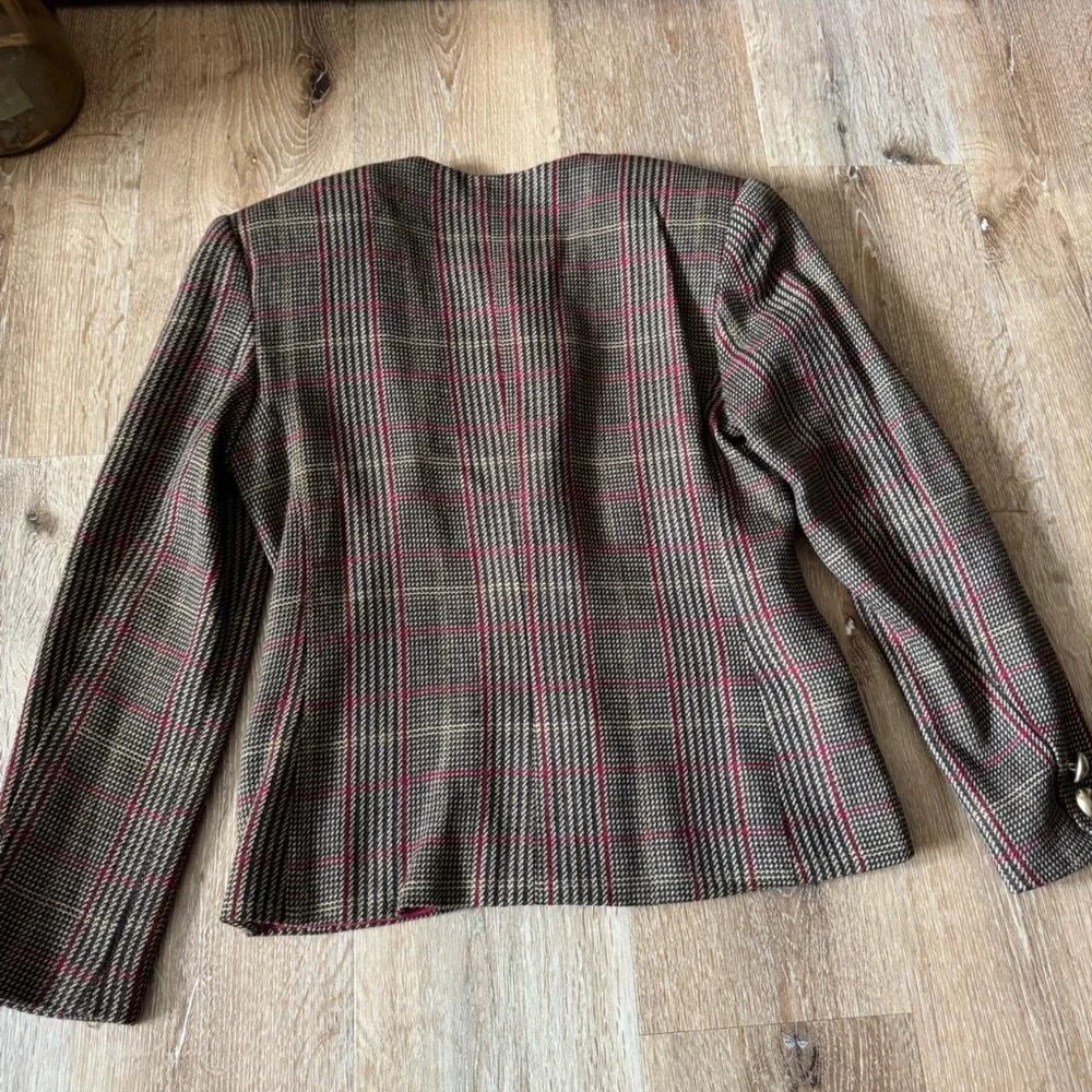 Vintage Breckenridge Wool Blend Red and Brown Blazer Coat Jacket Size‎ 4